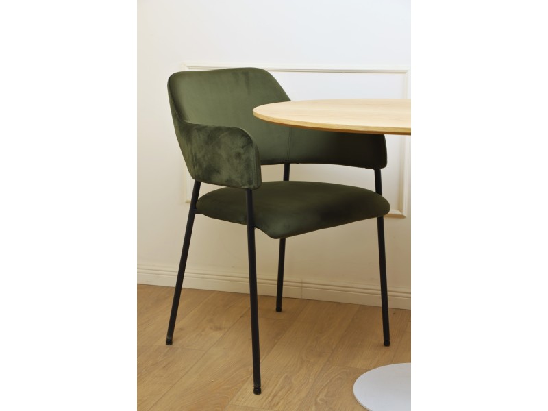 Krzesło Lima welurowe z podłokietnikami zielone - ACTONA